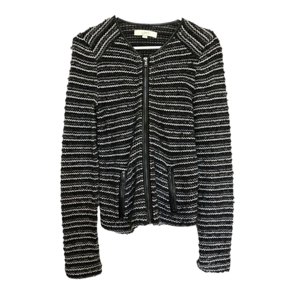 Ann Taylor LOFT Women’s Blazer Full Zip Cardigan Wool Blend Metallic Size S flaw